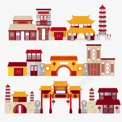 卡通中国传统建筑素材
