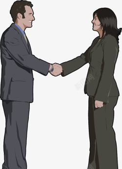 商务插图两人握手素材