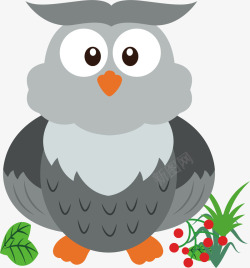 灰色猫头鹰卡通动物猫头鹰插画矢量图高清图片
