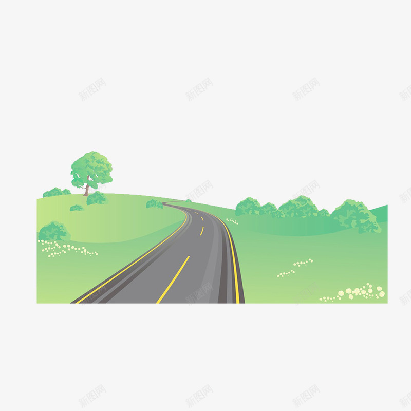无限的道路psd免抠素材_88icon https://88icon.com 公路 插画 森林 道路