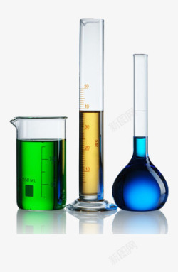 三个装满不同颜色液体的试验管素材