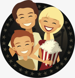 看电影的家庭素材