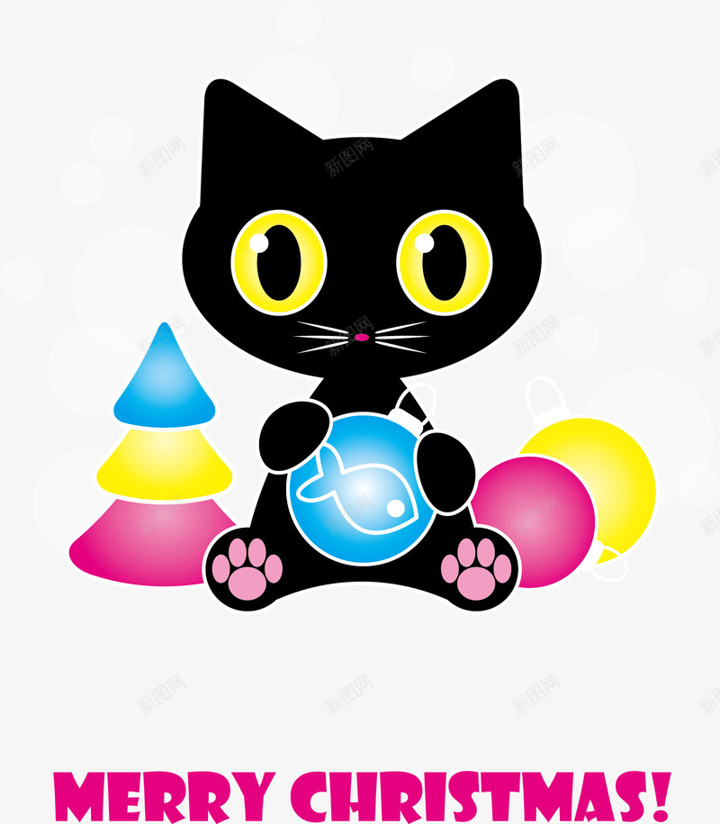 可爱的黑色小猫在玩球png免抠素材_88icon https://88icon.com 卡通 可爱 小猫 简笔画 黑猫