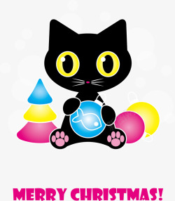 可爱的黑色小猫在玩球素材