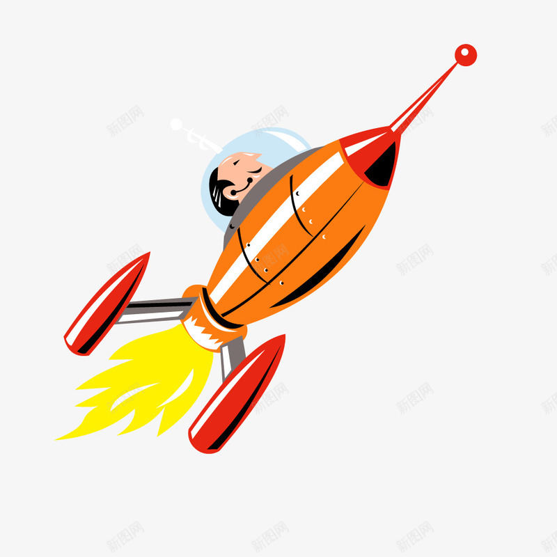 乘坐火箭的人矢量图ai免抠素材_88icon https://88icon.com 卡通 橘色 火箭 科技 航天 飞船 矢量图
