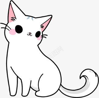 白色卡通手绘小猫png免抠素材_88icon https://88icon.com 卡通 白色