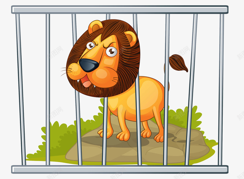 铁栏里的狮子png免抠素材_88icon https://88icon.com 凶猛 动物 卡通 圈养 新加坡狮子 森林动物 狮子 猛兽 笼子 野兽 铁栏