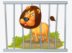铁栏里的狮子素材