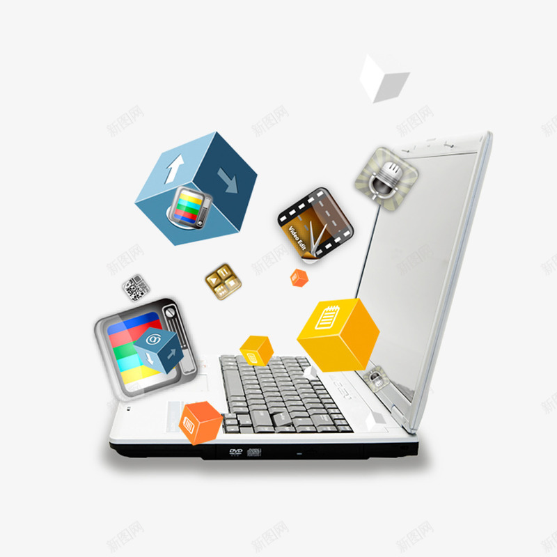白色现代数码产品psd免抠素材_88icon https://88icon.com 互联网 手提电脑 数码产品 智能设备 现代科技 电脑 白色 科技 苹果产品 设计 键盘