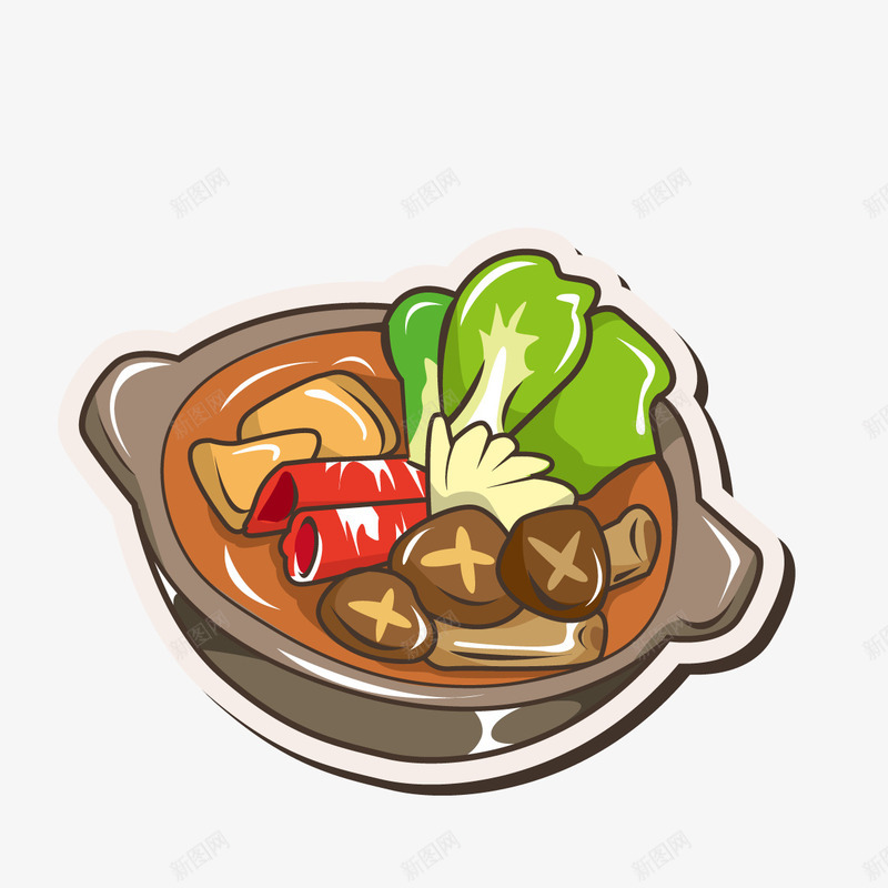 手绘一锅火锅png免抠素材_88icon https://88icon.com 免抠图 抠图 插画 火锅 蔬菜 装饰画 香菇