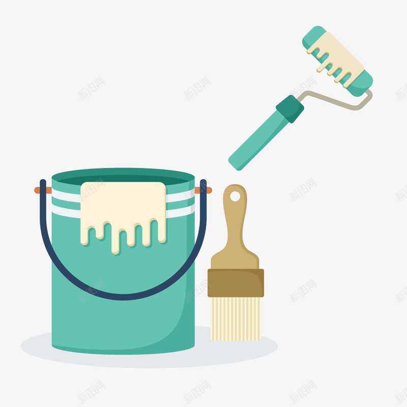 蓝色圆弧油漆桶元素矢量图ai免抠素材_88icon https://88icon.com 刷子 卡通插画 圆弧 油漆桶 纹理 蓝色 装修 质感 矢量图