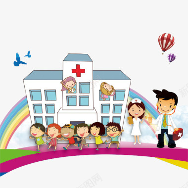 妇幼保健院妇幼保健儿科医院卡通插画图标图标