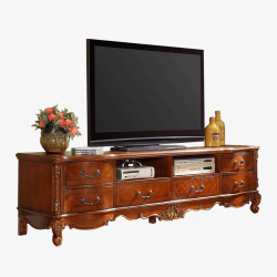 木制电视柜6抽屉电视柜高清图片