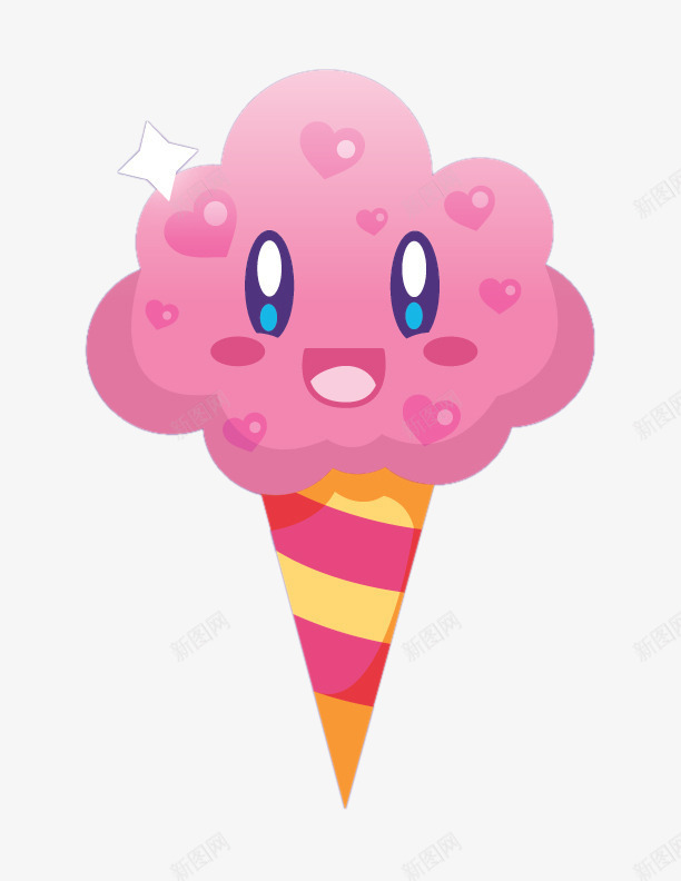 可爱的粉色冰激凌png免抠素材_88icon https://88icon.com 冰激凌 卡通 笑脸 粉色可爱 食物