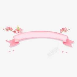 粉色桃花标题框素材
