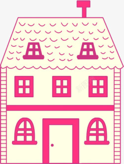 手绘粉色漫画房屋插图素材