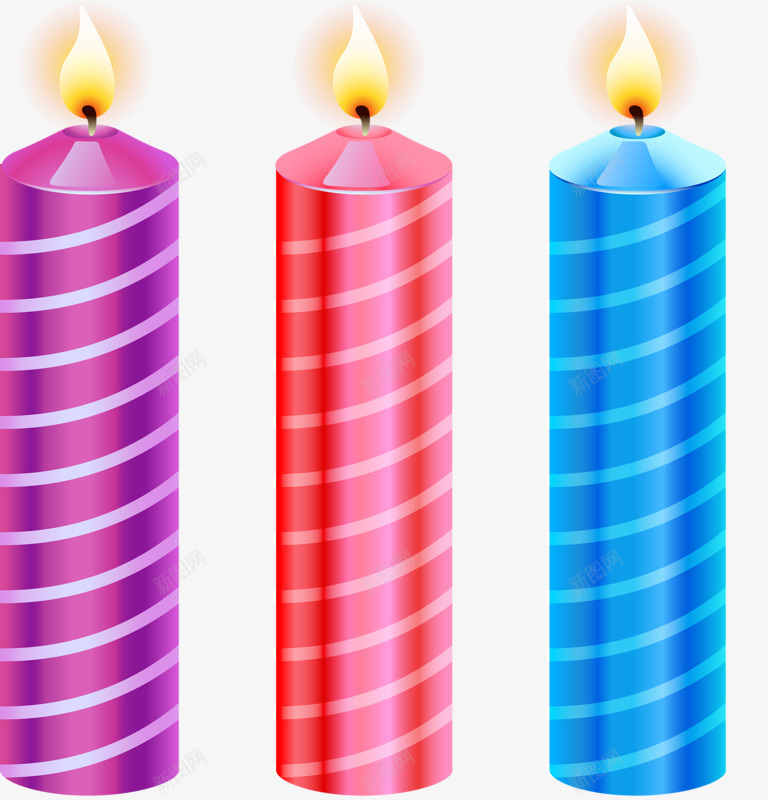三种颜色的蜡烛png免抠素材_88icon https://88icon.com 火烛 烛光 燃烧的蜡烛 蜡烛