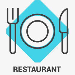 西餐厅刀叉西餐厅图标卡通插画矢量图高清图片