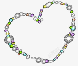 彩色珠宝心形海报背景七夕情人节素材