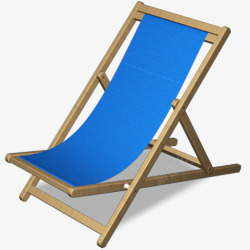 蓝色木质沙滩椅素材