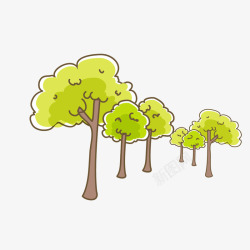 绿色卡通树木森林素材