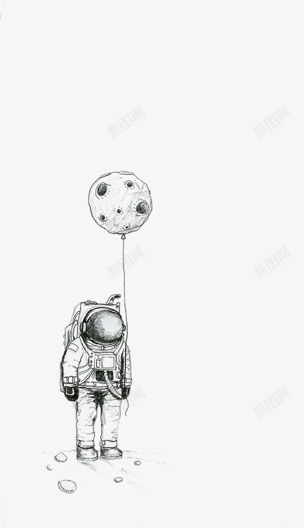 拽着星球气球的宇航员png免抠素材_88icon https://88icon.com 创意插画设计 卡通手绘 宇航员 星球 气球