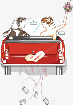 婚礼素材人物卡通手绘新人情侣插画高清图片