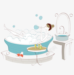 美女浴盆免抠卡通插画矢量图高清图片