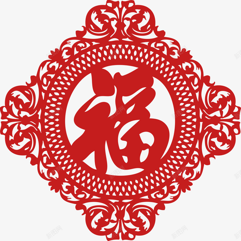 红色中国风福字花纹装饰png免抠素材_88icon https://88icon.com 国风 红色 花纹 装饰