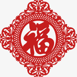 红色中国风福字花纹装饰素材