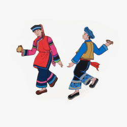 跳舞的男人卡通彝族男人女人插画高清图片