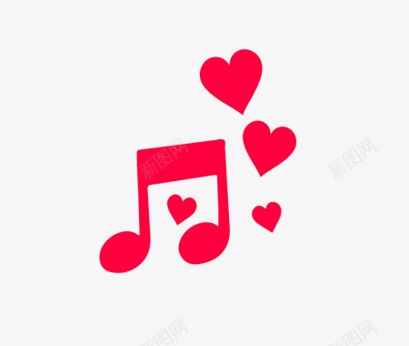 音乐符号点缀爱情音乐矢量图图标图标