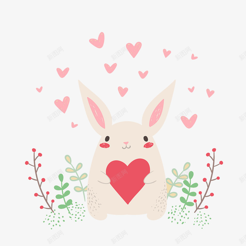 一个抱着爱心的卡通兔子矢量图ai免抠素材_88icon https://88icon.com q版兔子 兔子 卡通兔子 可爱兔子 情人节兔子 拟人化的爱心 爱心 爱心兔子 矢量图 粉色