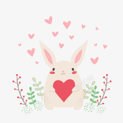 抱着爱心一个抱着爱心的卡通兔子矢量图高清图片
