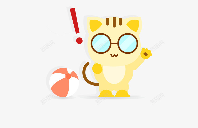 卡通戴眼镜小猫咪png免抠素材_88icon https://88icon.com 卡通 小猫咪 感叹号 戴眼镜 皮球