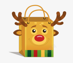 可爱的购物袋可爱鹿头圣诞礼盒矢量图高清图片
