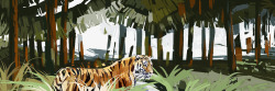 芭蕉森林和老虎素材