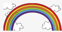卡通手绘云端彩虹矢量图素材