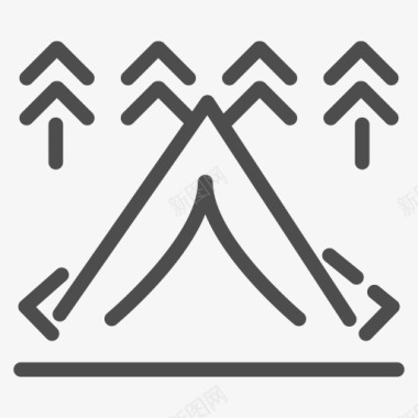 冒险露营森林湖山自然帐篷旅行图图标图标