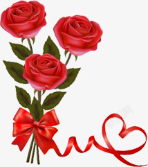 红色手绘玫瑰植物情人节素材