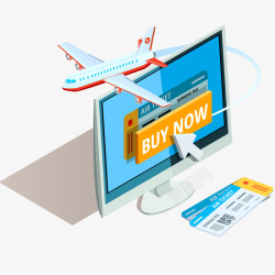 旅游立体网上购买飞机票立体插画矢量图高清图片