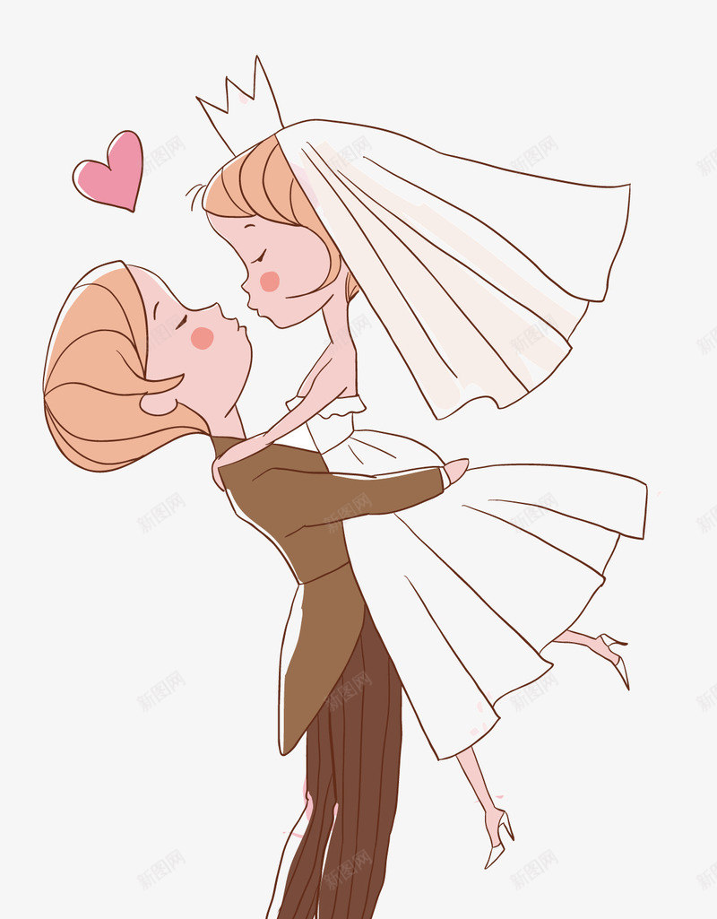 可爱婚礼插画png免抠素材_88icon https://88icon.com 爱心婚礼新人新郎新娘插画LOVE