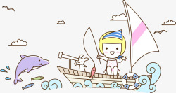 手绘帆船图片卡通航海高清图片