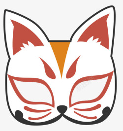 狐狸面具手绘插画风格日式狐狸面具高清图片