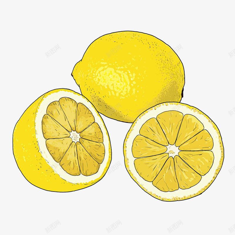 柠檬插画png免抠素材_88icon https://88icon.com 一半 健康 切片 新鲜水果 果实 柑橘特写 柠檬 柠檬插画 百香果柠檬 黄色