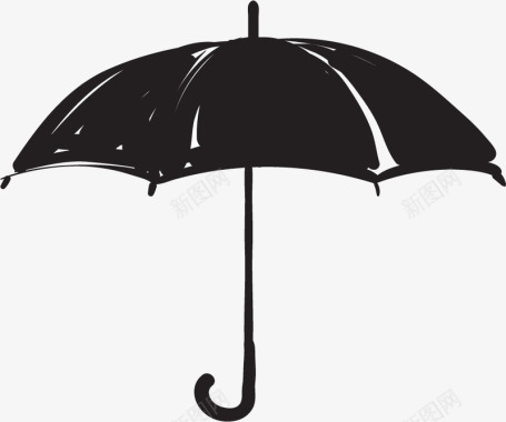 手绘黑色创意雨伞图标图标