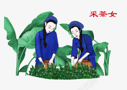 采茶女手绘素材