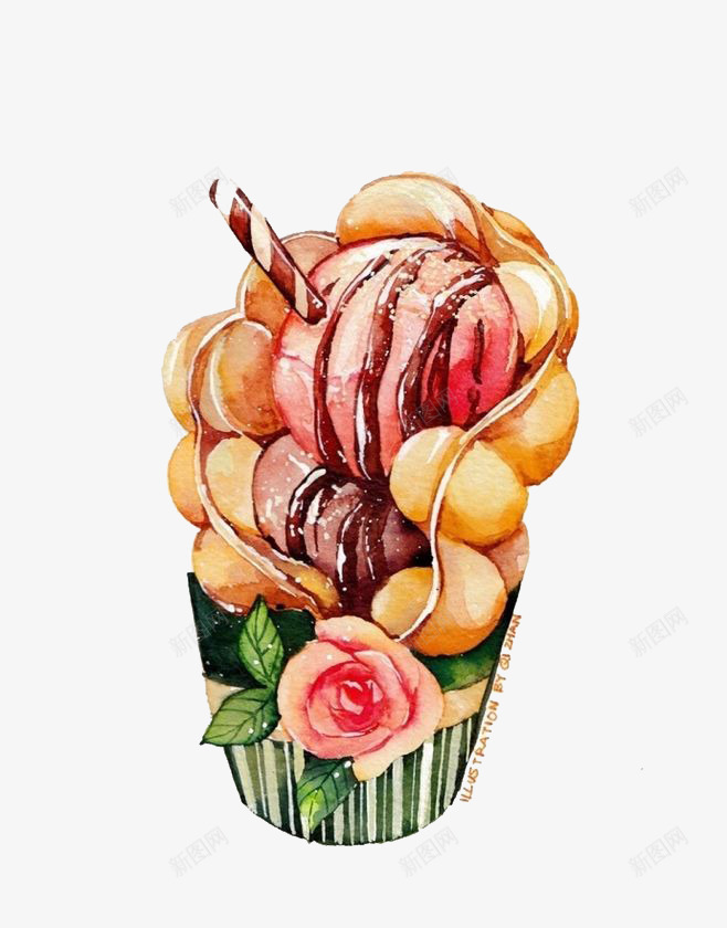 卡通鸡蛋仔png免抠素材_88icon https://88icon.com 冰淇淋 卡通 彩色 手绘 水彩 装饰 食物 鸡蛋仔