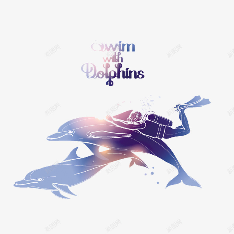 海豚与潜水员png免抠素材_88icon https://88icon.com 大海夏季 度假 海豚 潜水员 潜水矢量图