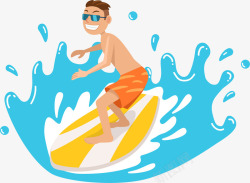 暑假促销宣传海报夏日清凉冲浪小哥人物插画高清图片